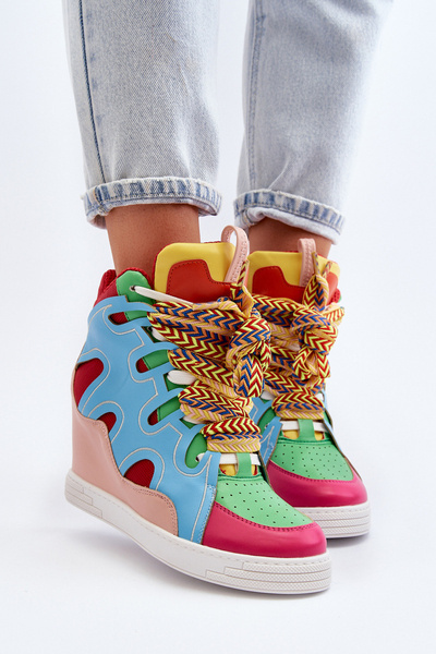 Sneakers cu platformă pentru femei multicolor leopard