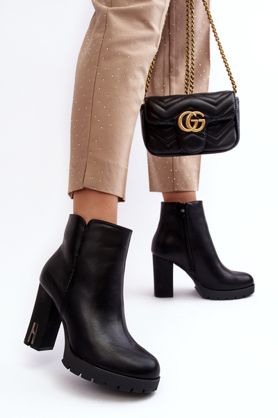 Botine cu toc Rasoda Negru
