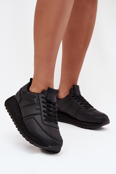 Női Bőr Sneakers Platformon Big Star OO274573 Hi-Poly System Fekete