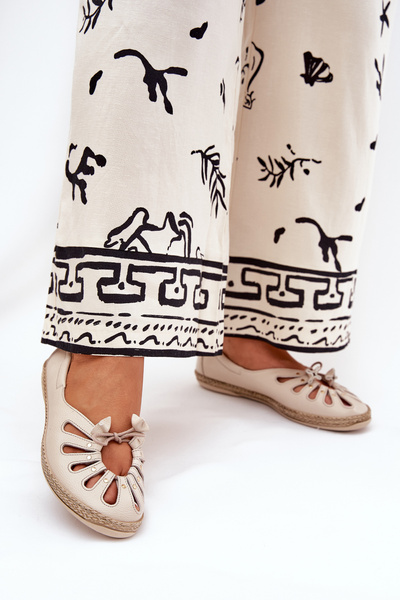 Ballerines Plates En Cuir Naturel Zazoo 10179 Beige