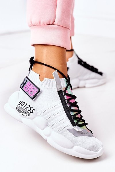 Damen Sportschuhe Turnschuhe Weiß Bubble Tea