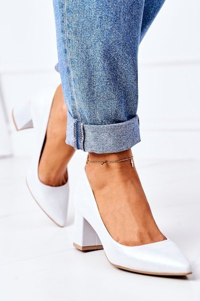 Pompe din satin Pantofi Lewski 2801 Silver