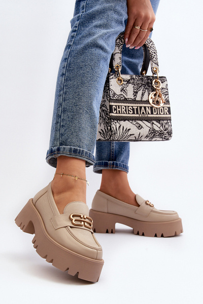 Zazoo 20164 Damen-Loafer aus echtem Leder Beige