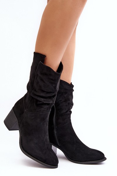 Botine dama cu toc gros negre Shavy