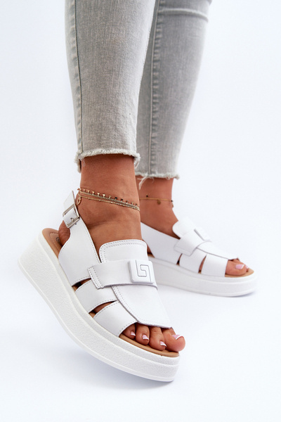 Sandales compensées et plateforme en cuir blanc pour femmes Vivitellia