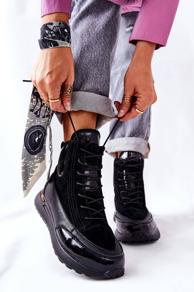 High Leather Sport Sneakers Black Chocci