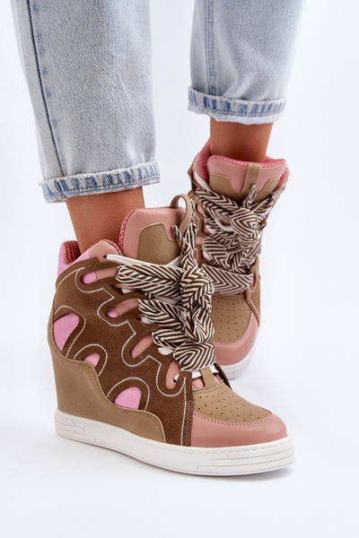Damen-Sneaker mit Keilabsatz in Rosa Leoppa