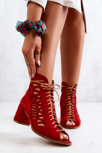 Maciejka Bottes Ajourées En Daim Rouge 04040-08