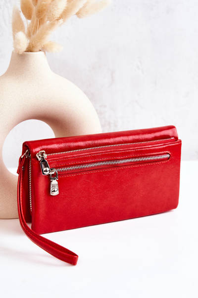 Grand Portefeuille En Cuir Rouge Rhodes