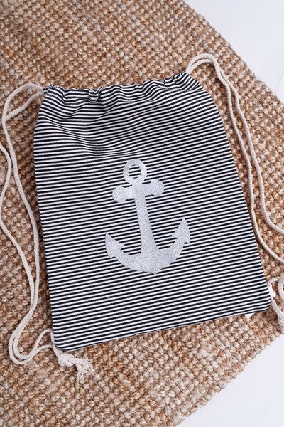 Damen Marine Handtasche Schwarz Strandtasche