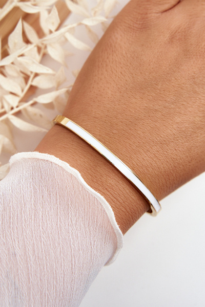 Bracelet Femme Fermoir Acier Doré & Blanc