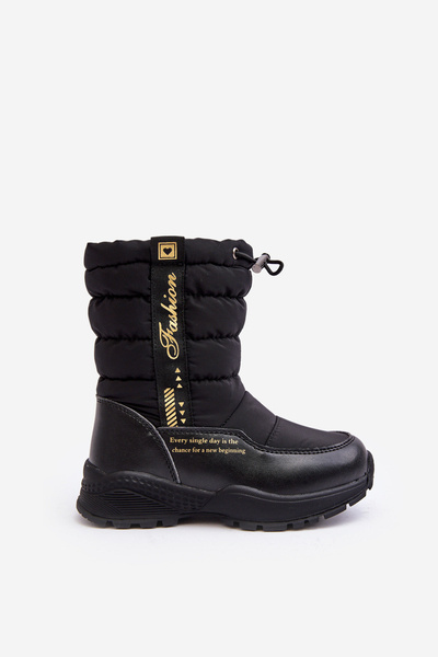 Children's Insulated Snow Boots with Wool Zipper Black Delhi