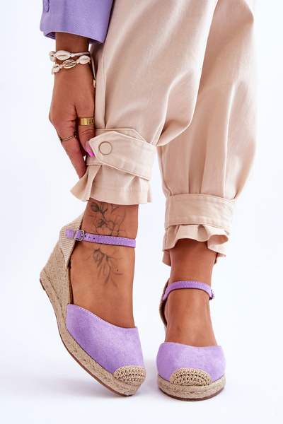 Suede Espadrilles Wedge Sandals Violet Cammer