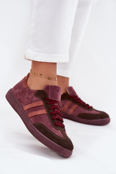 Zazoo N1068 Suede Žemas Moterys Sneaker Burgundy