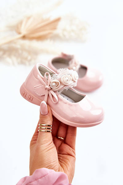 Kinderballerinas mit Klettverschluss mit Spitze Rosa Evelyn