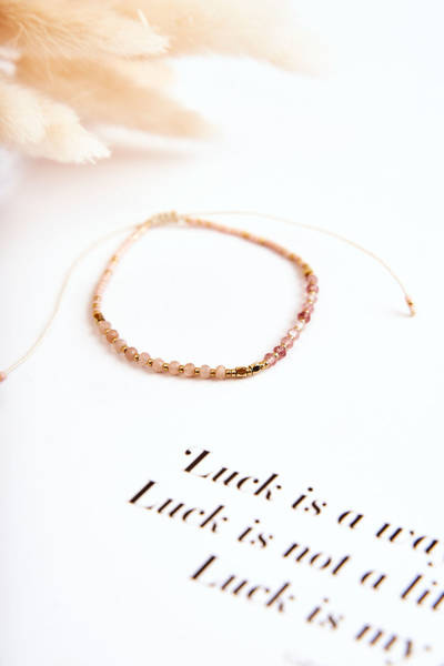 Bracelet Ajustable Avec Perles Beige-Rose