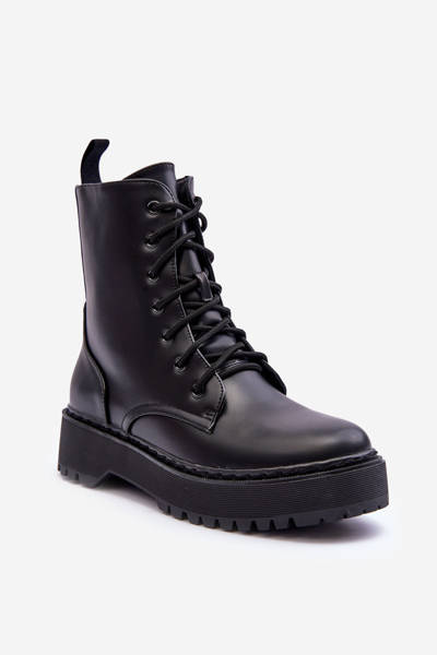 Leather Workery Boots Black Teflorna