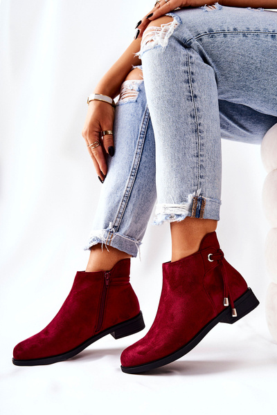 Damen Wildlederstiefel Maroon Numbero
