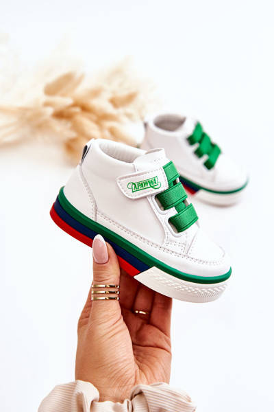 High-Top-Sneaker für Kinder mit Ripp Weiß und Grün Baxter