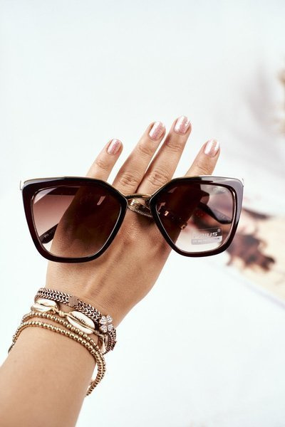 Moteriški akiniai nuo saulės Auksiniai Prius PR-V07 Brown White Gradient