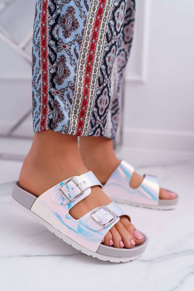 Tongs irisées profilées grises pour femmes Astramos