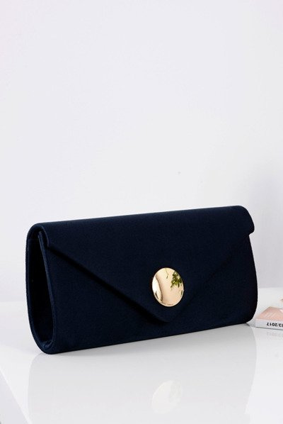 Damen Clutch Tasche Wildleder Gold Kette Marineblau