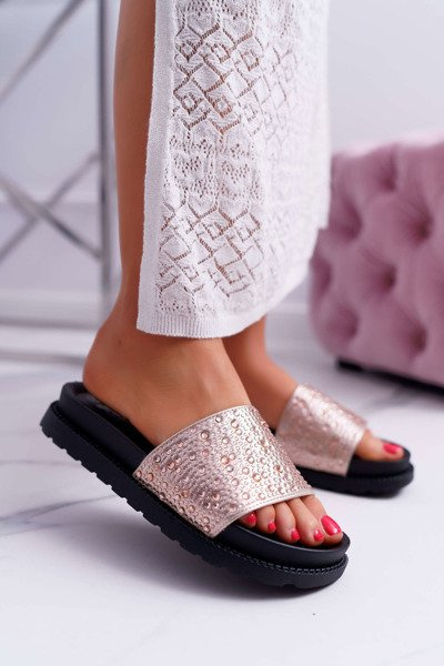 Flip -flops feminin cu zircons șampanie XTI 48821