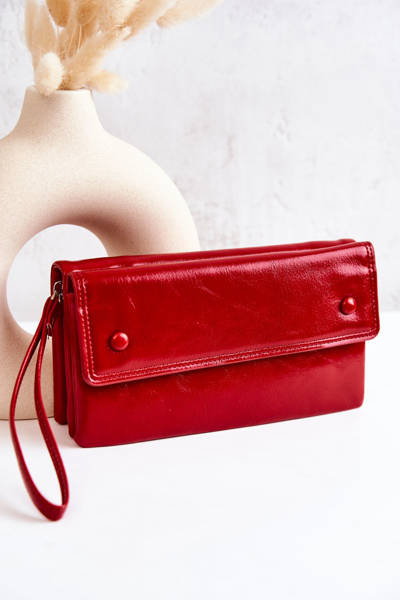 Grand Portefeuille En Cuir À Fermeture Éclair Rouge Loreaine