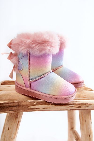 Bottes de neige isolées pour enfants avec nœuds multicolores Funky