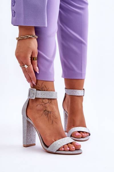 Sandales à talons aiguilles pour femmes Brocart Argent Joalice