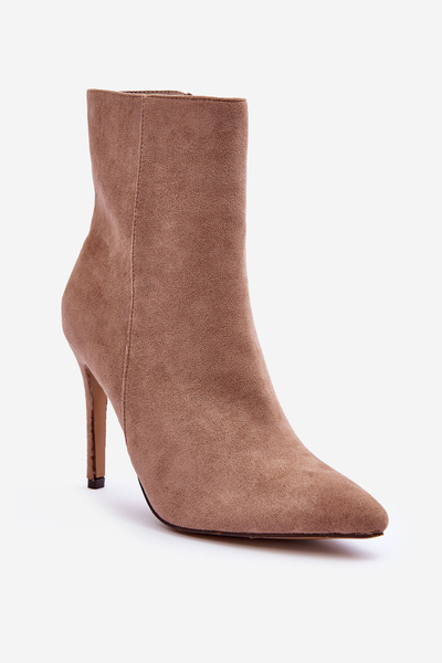 Suede Boots On Heel Beige Eberpia