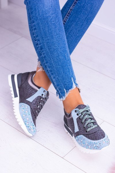 Blue Women's Sports Shoes with Sequins Lu Boo Infinitiale