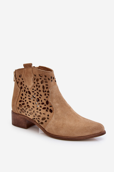 Női áttört csizma Lewski Shoes 2909 Sötétbézs