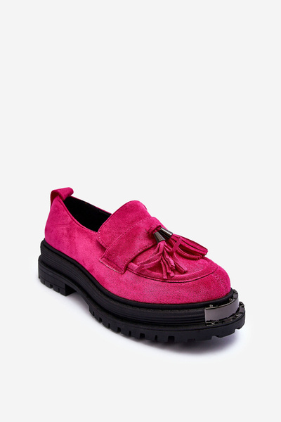 Women's Suede Loafers Moccasins Fuchsia Ramvli