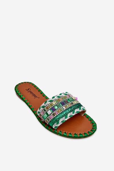 Chaussons Ornés Pour Femme Vert Bellisa