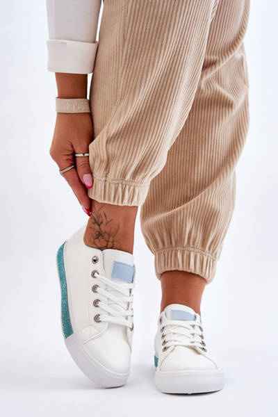 Baskets basses pour femmes avec jets blanc-bleu Demira