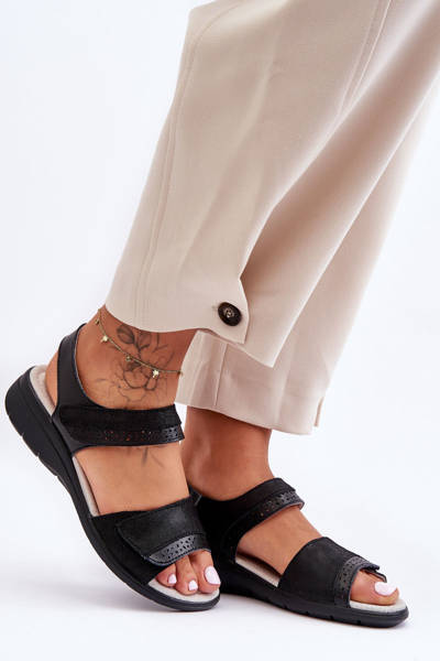 Klassische Sandalen mit Klettverschluss S.Barski 97575 Schwarz