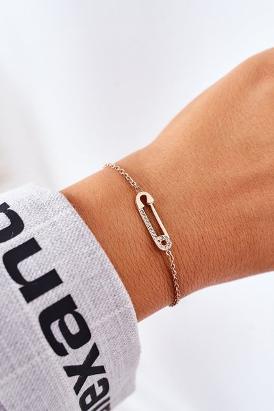 Armband mit Sicherheitsnadel und Zirkonias Rosa Gold