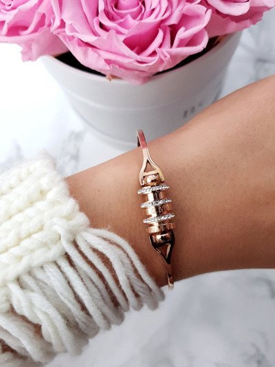 Bracelet Femme Acier Avec Zircons Or Rose Bix