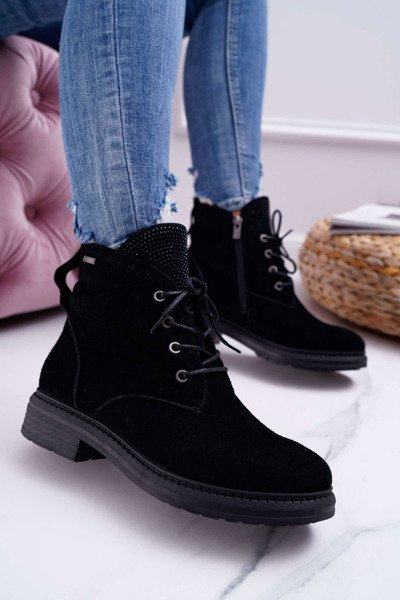 Women's Worker Boots Big Star Leather Black EE274508