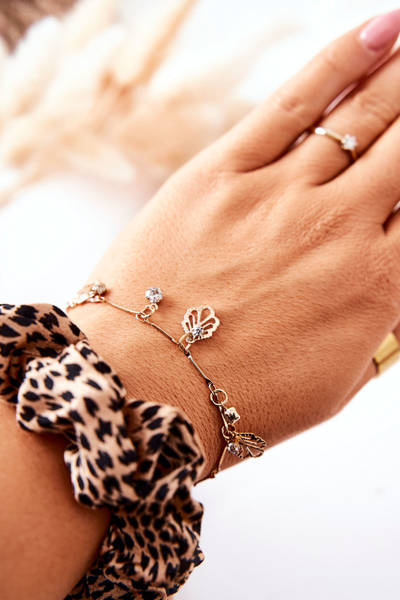 Bracelet Pendentifs Feuille Zircone Or Berolti