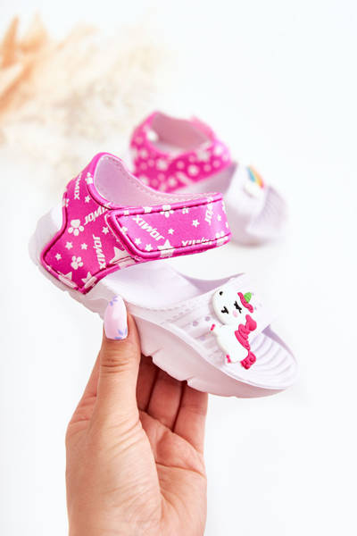 Sandales légères pour enfants à décorations blanches et roses Trusty