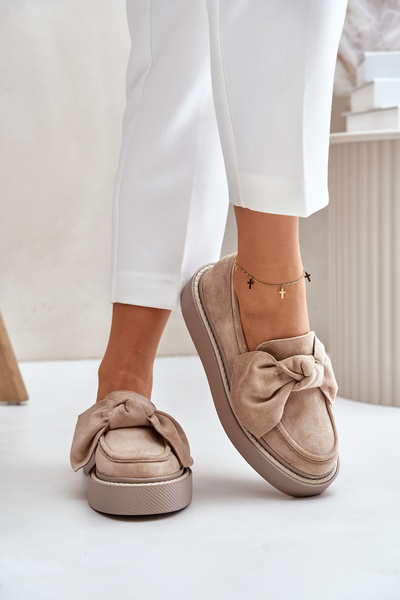 Mocassins Sur Plateforme Avec Noeud Beige Naivine Femme