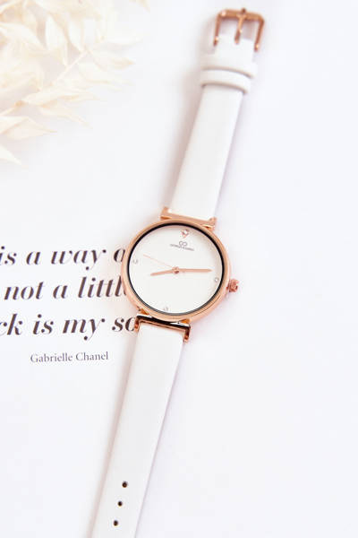 Montre classique pour femme sur bracelet en cuir Giorgio & Dario blanc
