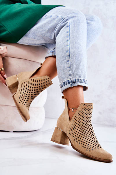 Suede Openwork Boots lewski pantofi 3165 bej