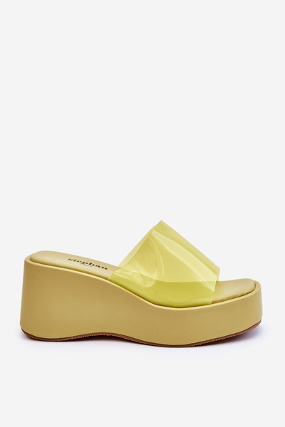 Chaussons compensés transparents femme Vert clair Eliane