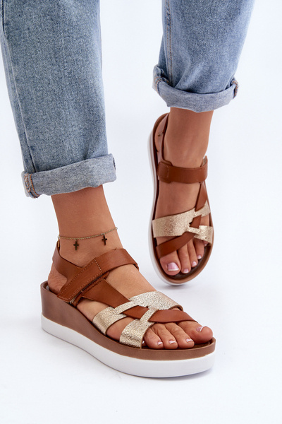 Zazoo 40397 Sandales à plateforme en cuir pour femme Marron