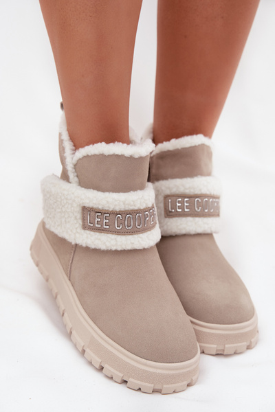 Cizme de iarna Femei din nubuc natural cu blană Lee Cooper LCJ 25 01 3739 Gri deschis