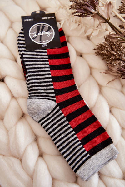 Chaussettes classiques femme à rayures et rayures Rouge