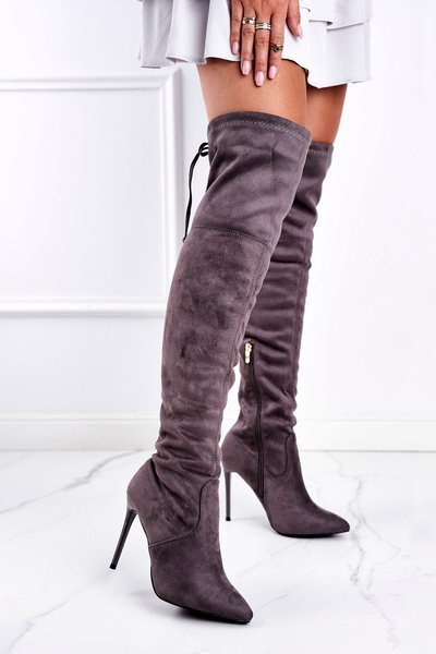 Women's High Boots On High Heels Grey Timor